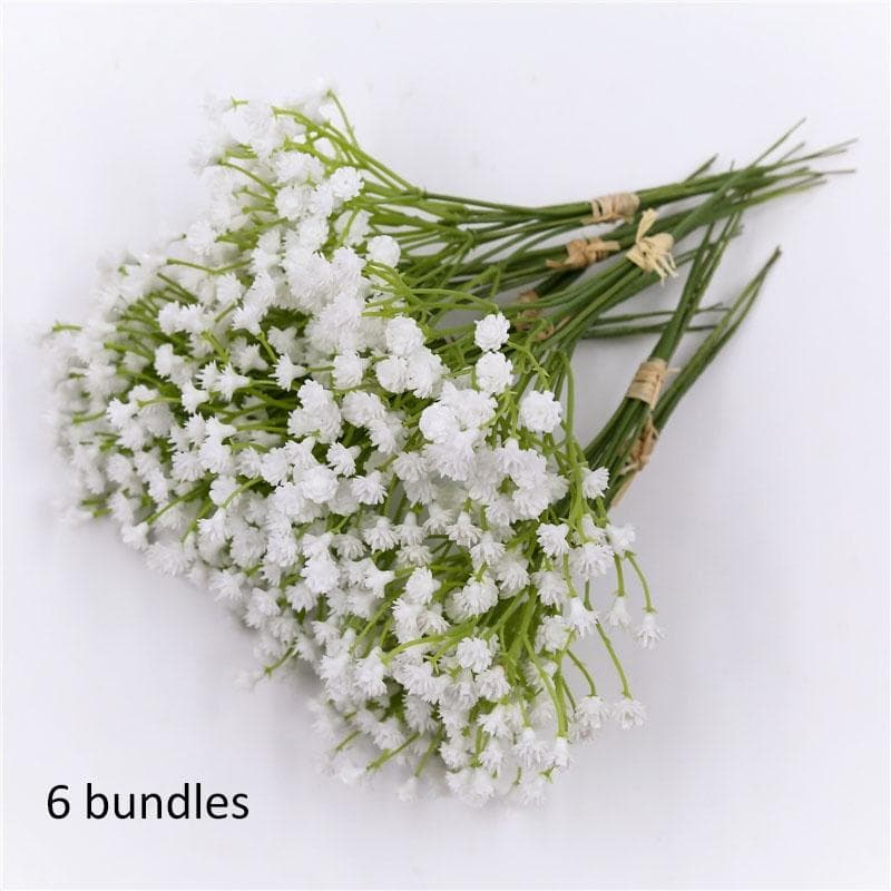 6 Bundles Artificial Baby Breath Flower Gypsophila White For Wedding Photo Props Home Decor white