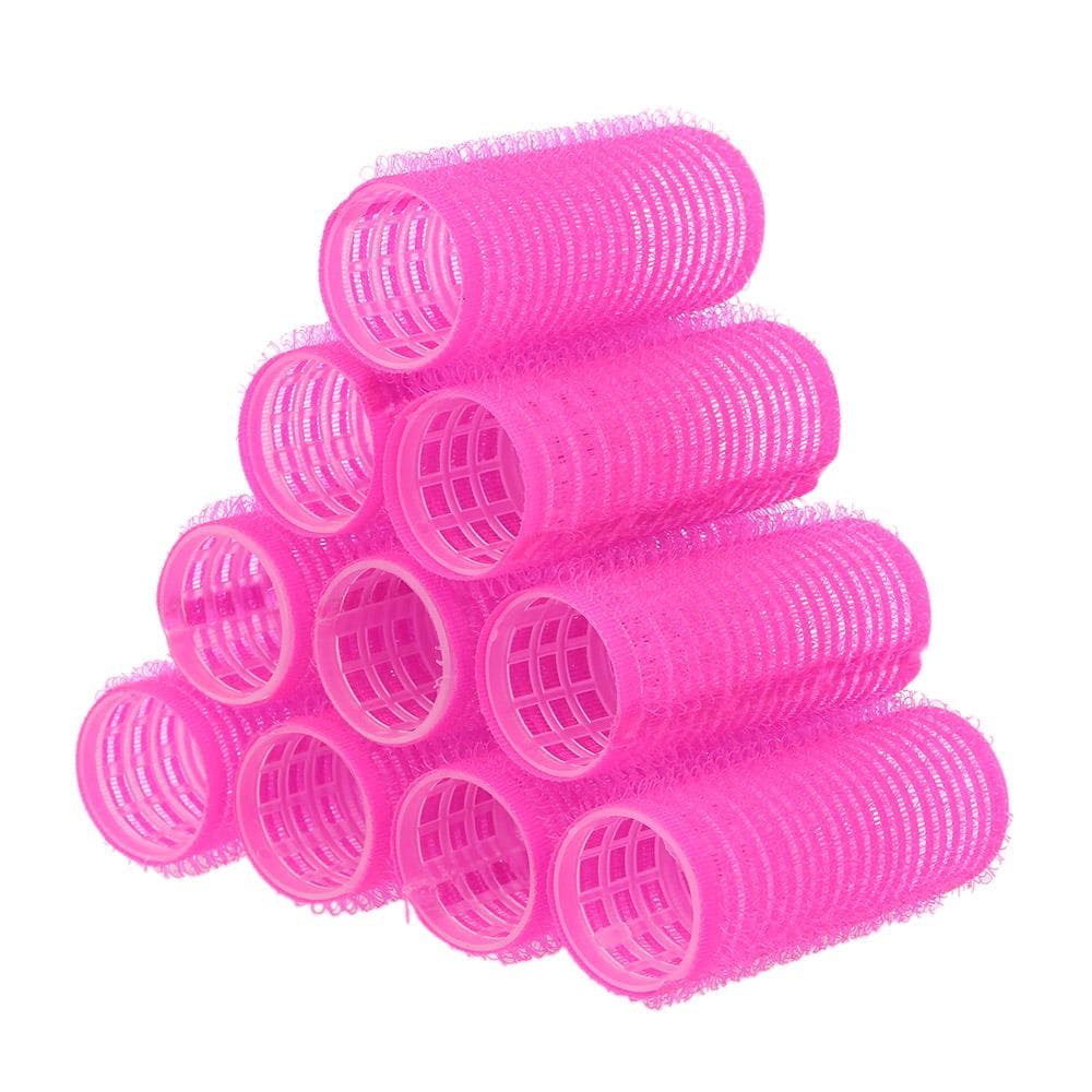 10pcs Large Self Grip Hair Rollers Pro Salon Hairdressing Curlers Multi Size Professional Hair rose red