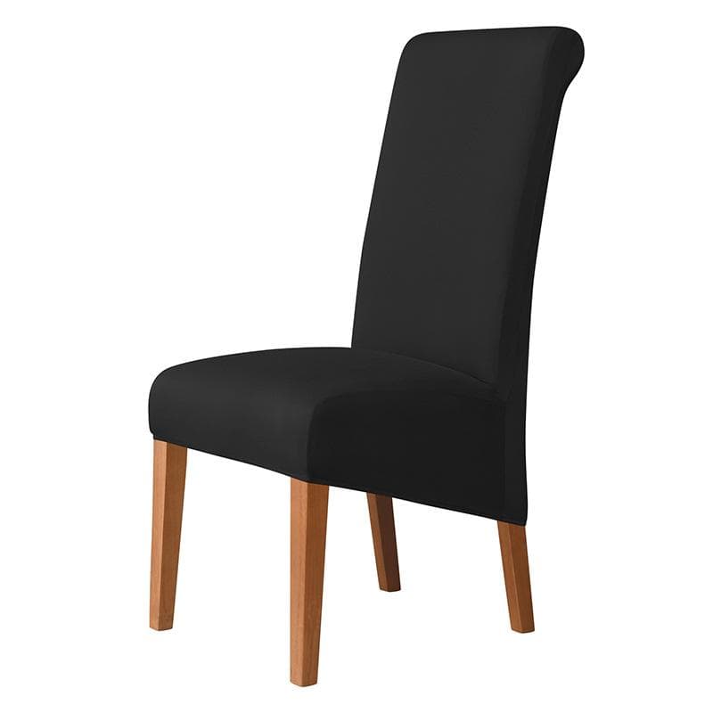 High Back Solid Color Chair Cover XL Size High Elasticity Smooth fabric Chair Covers for Dining Room Kitchen Stretch Home Decor 1pc black