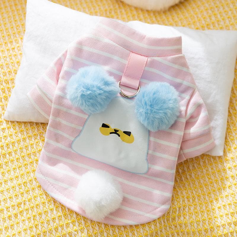 Autumn and Winter Dog Plush Ears Puppy Striped Dog Sweater Cat Small and Medium Dogs Cute Pet Dog Clothes XXL