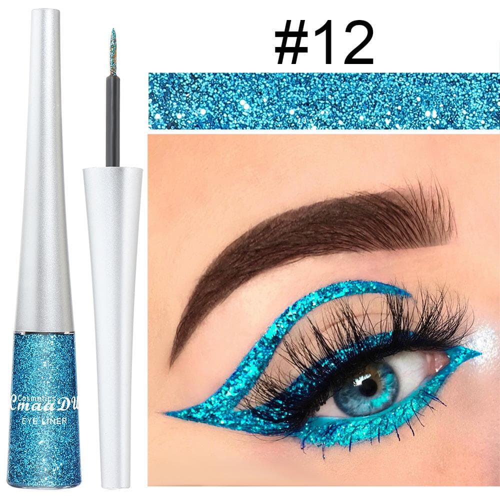 16 Colors Colorful Sequins Glitter Powder Liquid Eyeliner Glitter Eyeliner Metallic Shimmer Waterproof Glitter Eyeshadow for Party Festival Makeup #12