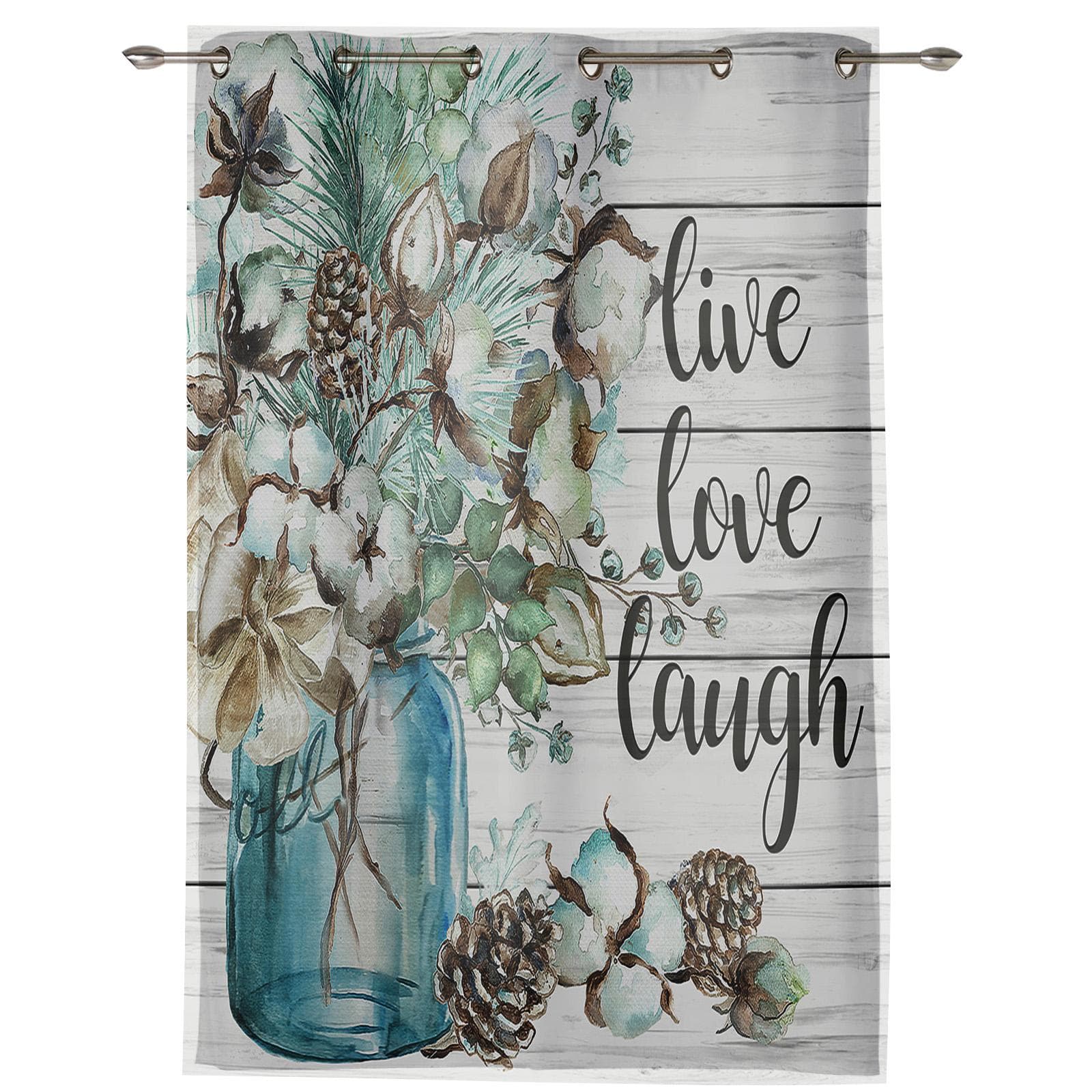 Cotton Glass Bottle Vintage Wood Grain Window Curtains for Living Room Kitchen Valances Curtain Fashion Curtains for Bedroom 135W x 60H(cm) x1