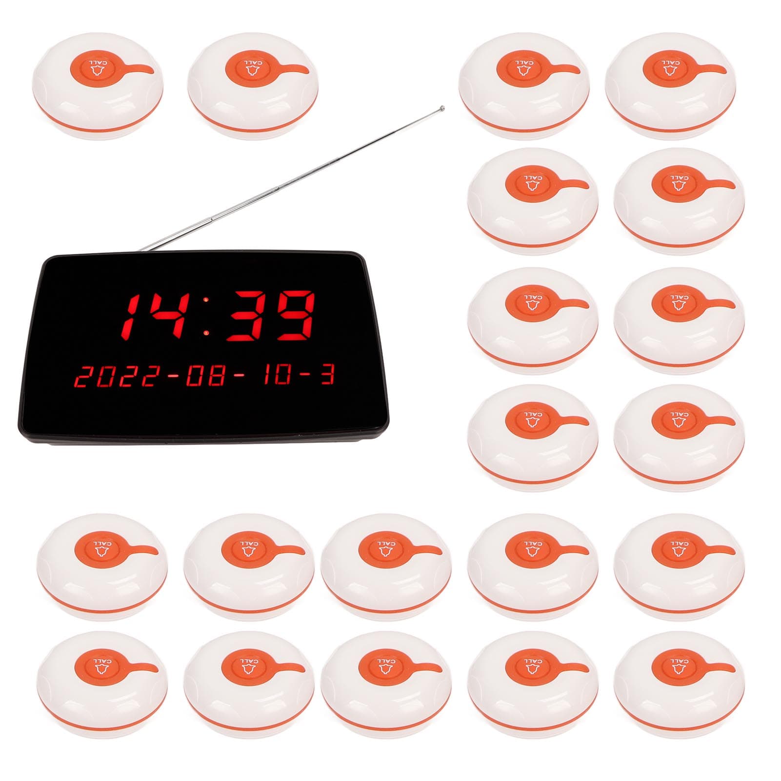 Patient Pager System 20Pcs Waterproof Call Buttons Adjustable Volume Stable Wireless Wireless UK Plug
