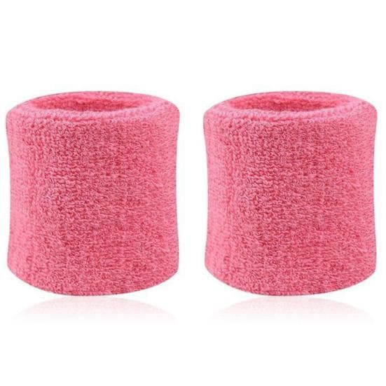 2Pcs Cotton Wristbands Wrist Band Bands Sweatbands Sweat Band for Sport Tennis pink