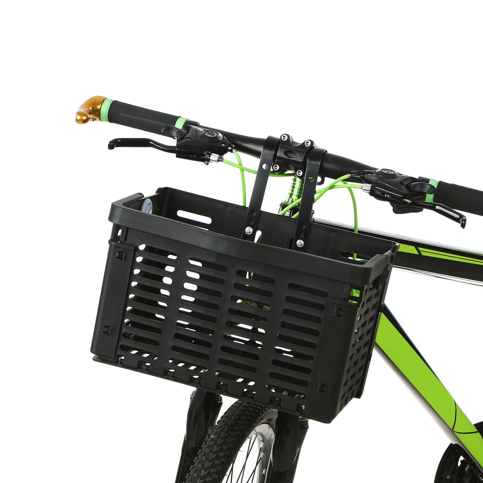 Folding Bike Basket Detachable Plastic Bike Handlebar Front Basket Bicycle Rear Rack Hanging Basket black