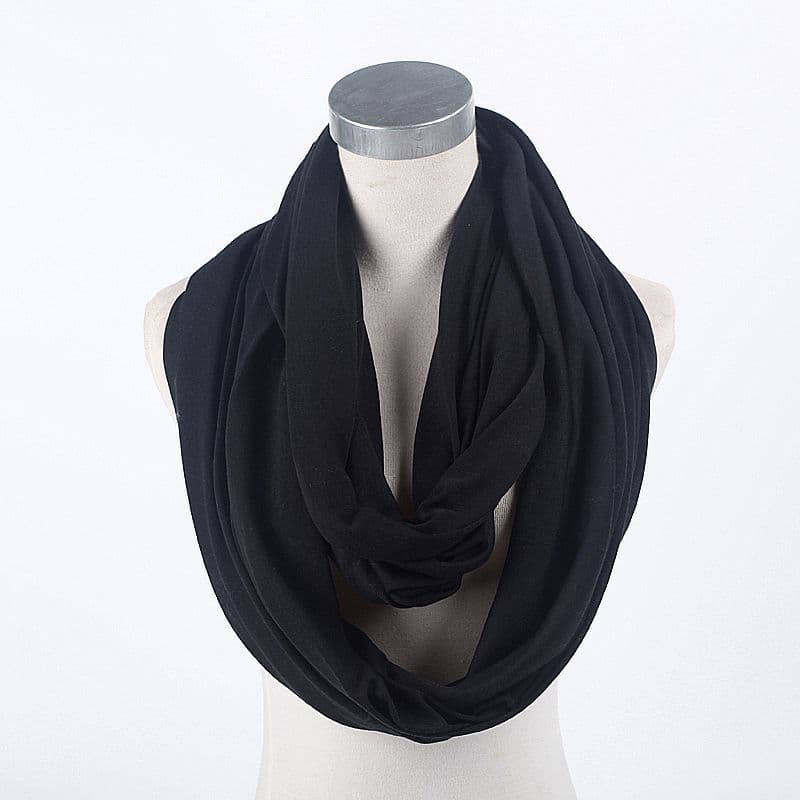 Soft Light Weight Infinity Scarf With Solid Colors Jersey Knit Solid Color Infinity Loop Ring Scarf Circle Scarf New black