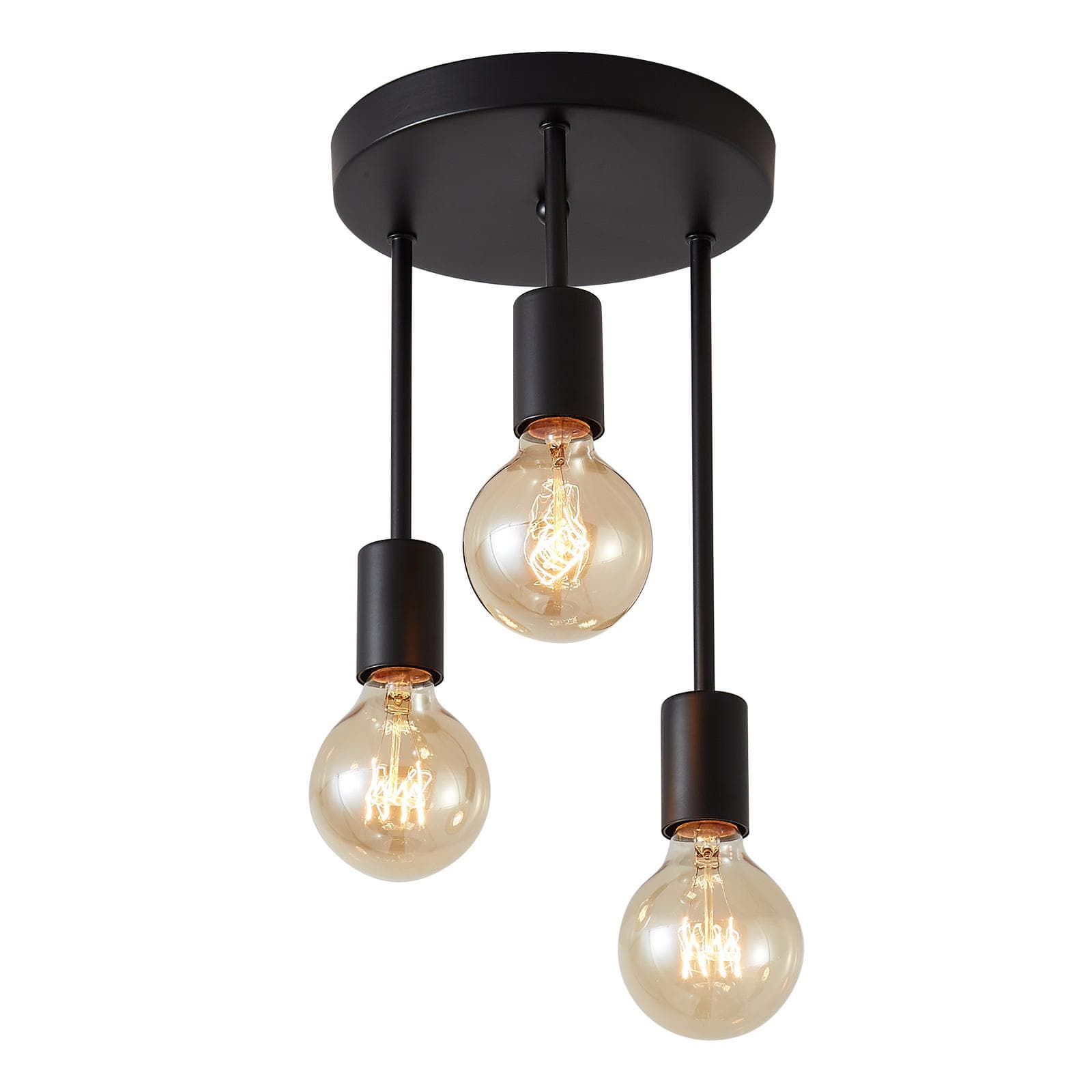 Neoglint AC 220-240V Retro 3 Heads Chandelier Hanging Pendant Lamp E27 Base Socket Holder for E26 black