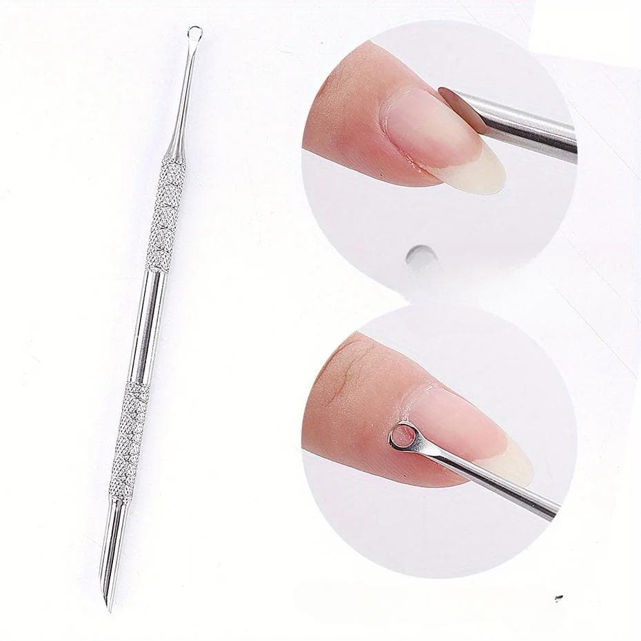 Stainless Steel Double-Headed Nail Pusher Cuticle Remover Exfoliation Prep Tool Clean Dead Skin Circle Bevel Shovel Manicure Pen
