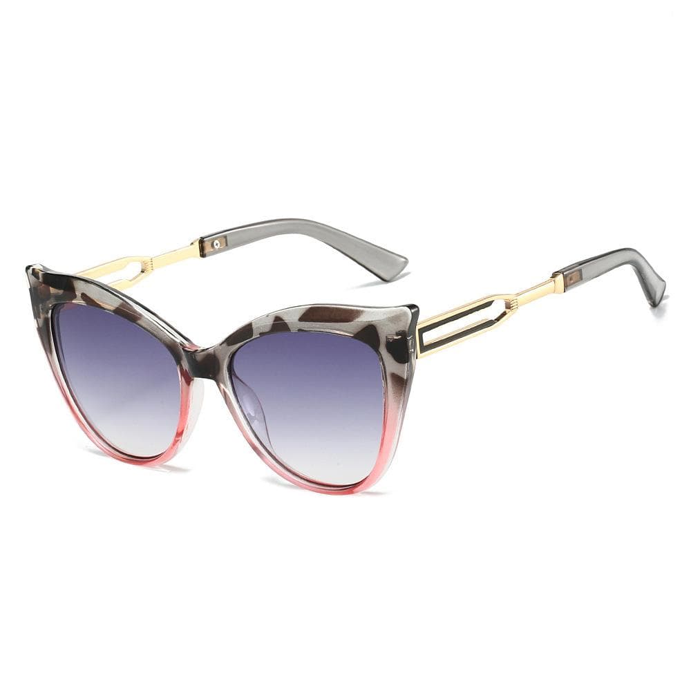 Luxury Retro Leopard Print Cat Eye Women Sunglasses UV400 Double Beam Glasses Leg Brand Design as picture
