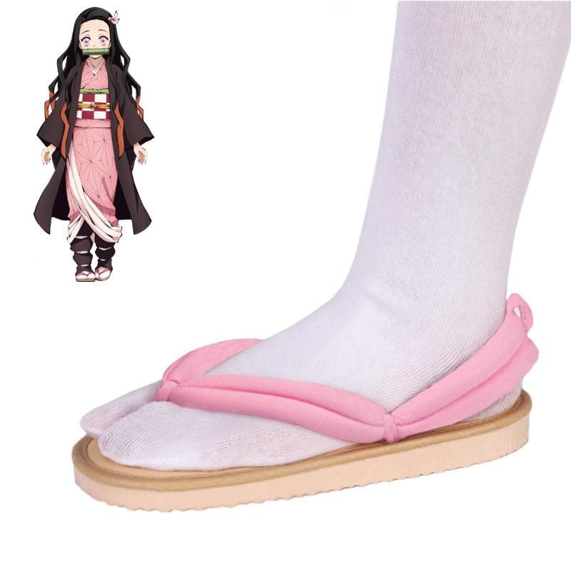 Anime Demon Slayer Cosplay Shoes Kimetsu No Yaiba Kamado Tanjirou Clogs Sandals Kamado Nezuko Geta Kochou Shinobu Flip Flops 38-39 pink