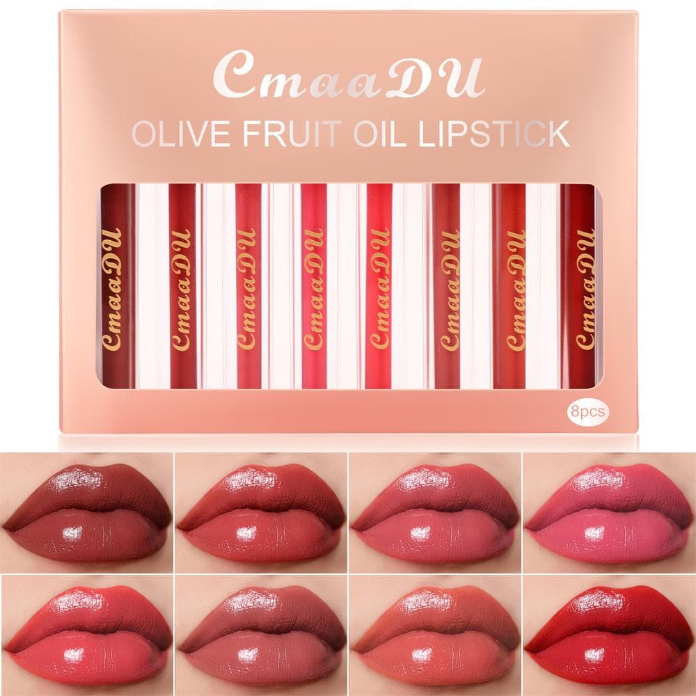 CmaaDu 8 -filled Olive Cream, Bright Lip Gloss, Waterproof, No Color, Not Sticking Cup 01