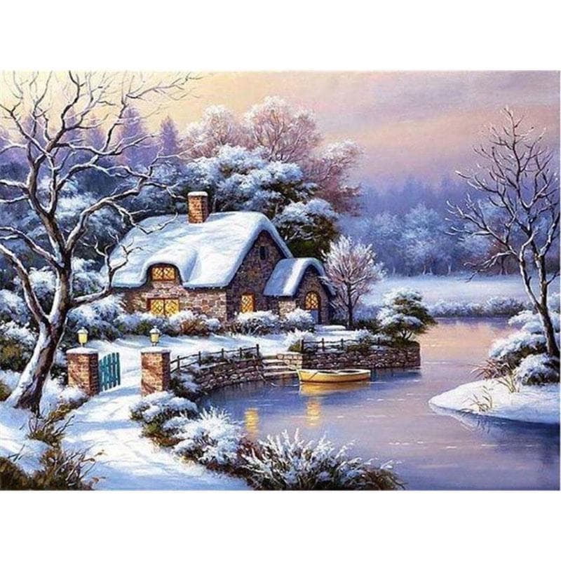 5D Diamond Painting Snow Scenery Diamond Embroidery Cross Stitch 20X30CM