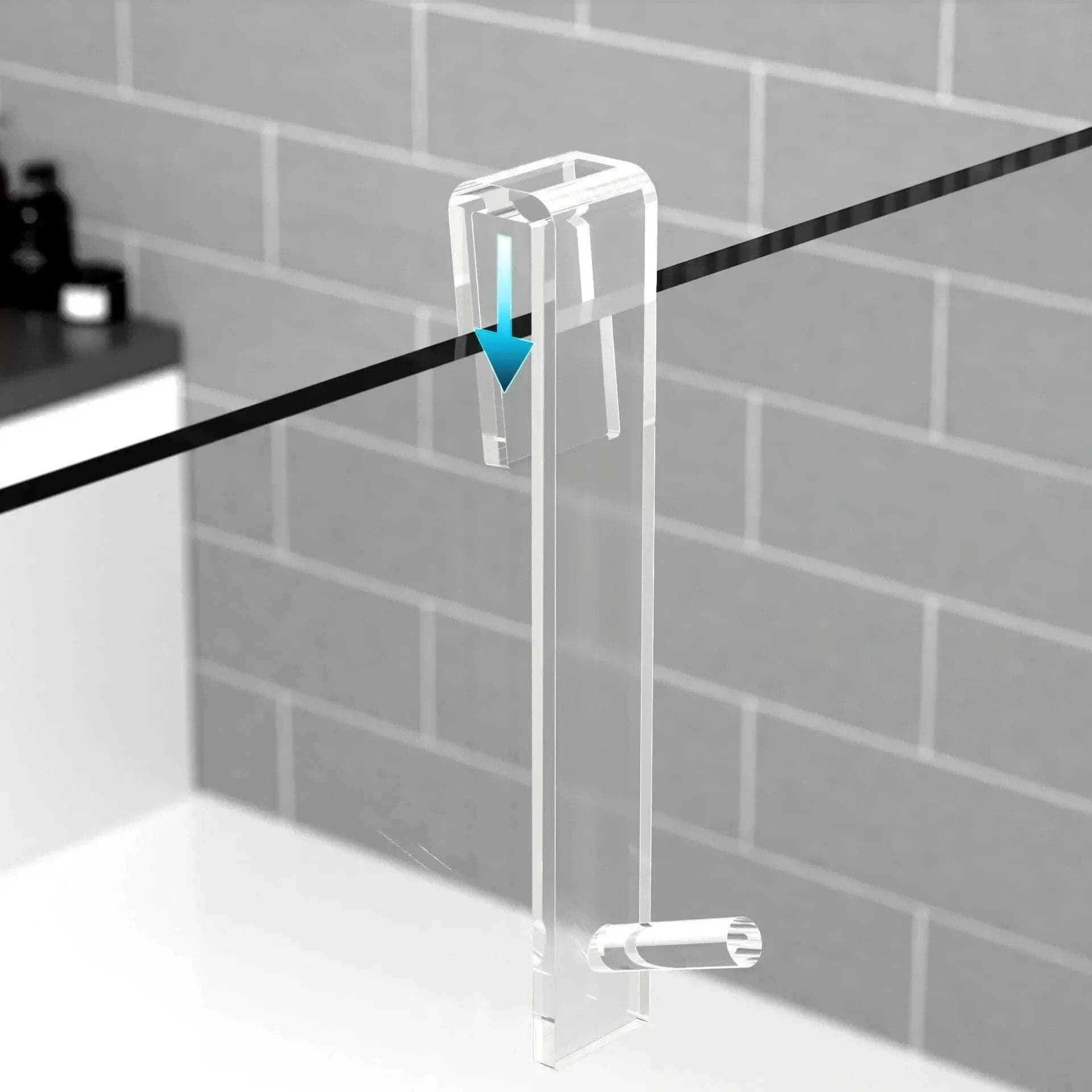Acrylic Bathroom Shower Door Hook Over Glass Door Shower Towel Rack Punch-Free Bathroom Bathrobe Hanger Transparent Towel Hooks white