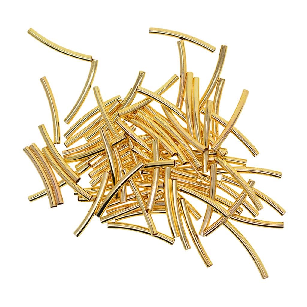 50pcs Beading Tube Beads Smooth Tube Finding Jewelry Making DIY Golden 20x2mm golden