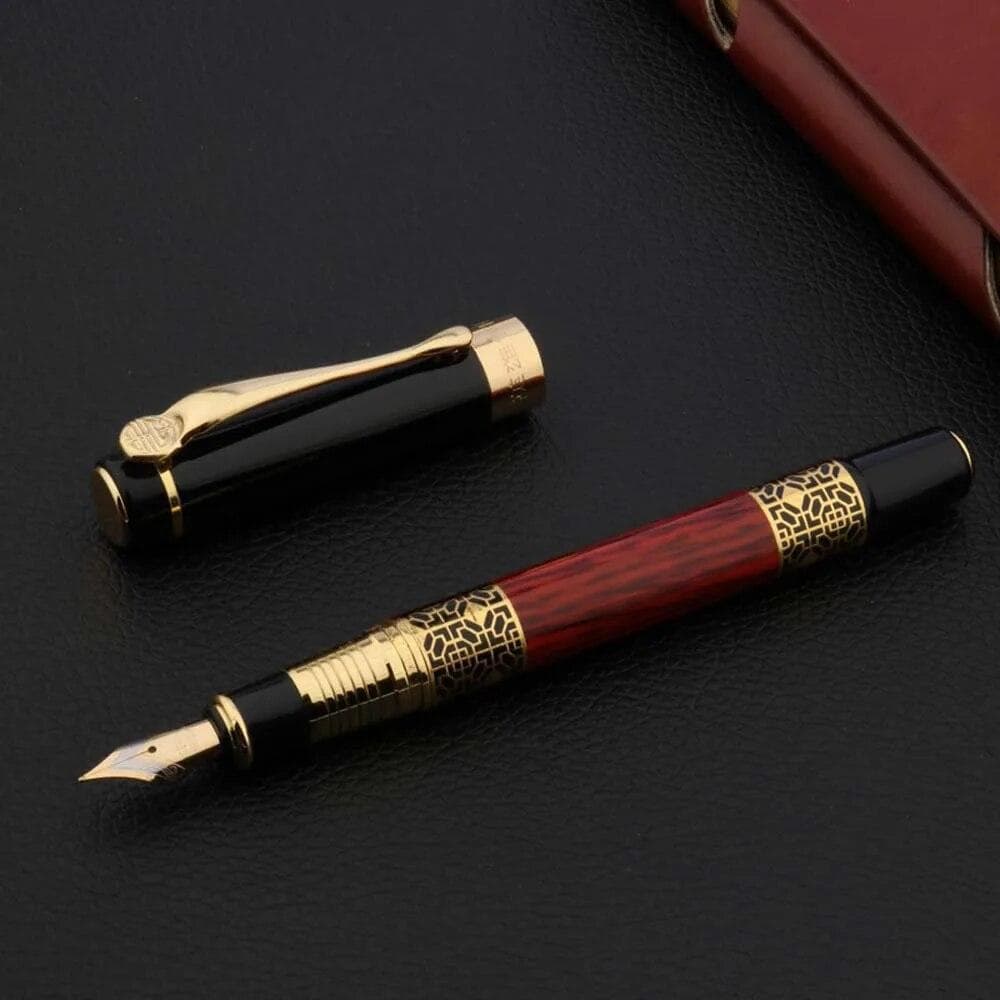 High Quality Carving Mahogany Luxury Business School Student Office Supplies Fountain Pen New Ink Pen red