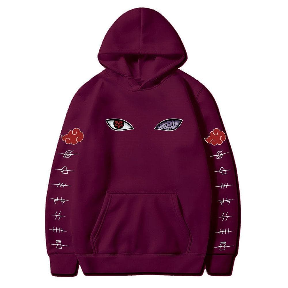 Naruto Cosplay Hoodie Harajuku Sweatshirts Men Cotton Hoodies M wine red