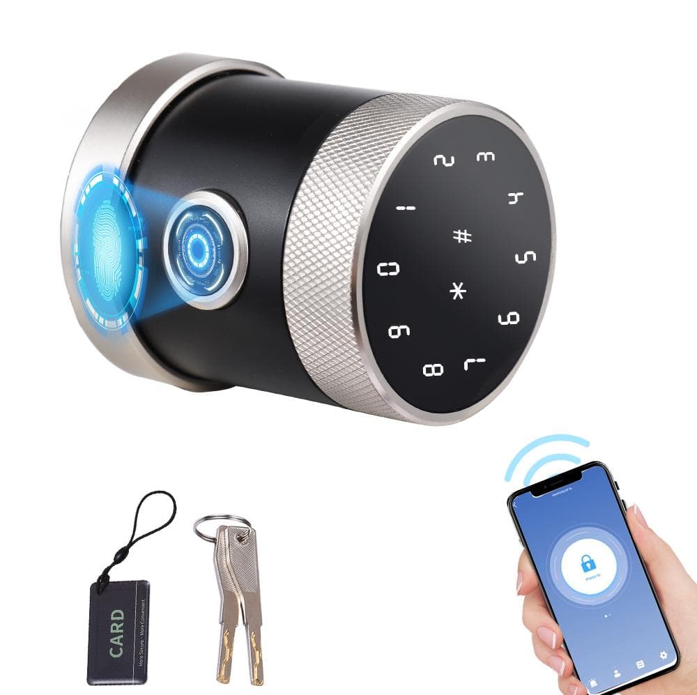 5-in-1 Unlock Smart Door Lock Keyless Entry Biometric Door Knob with Keypad BT Tuya App Remote gold/black