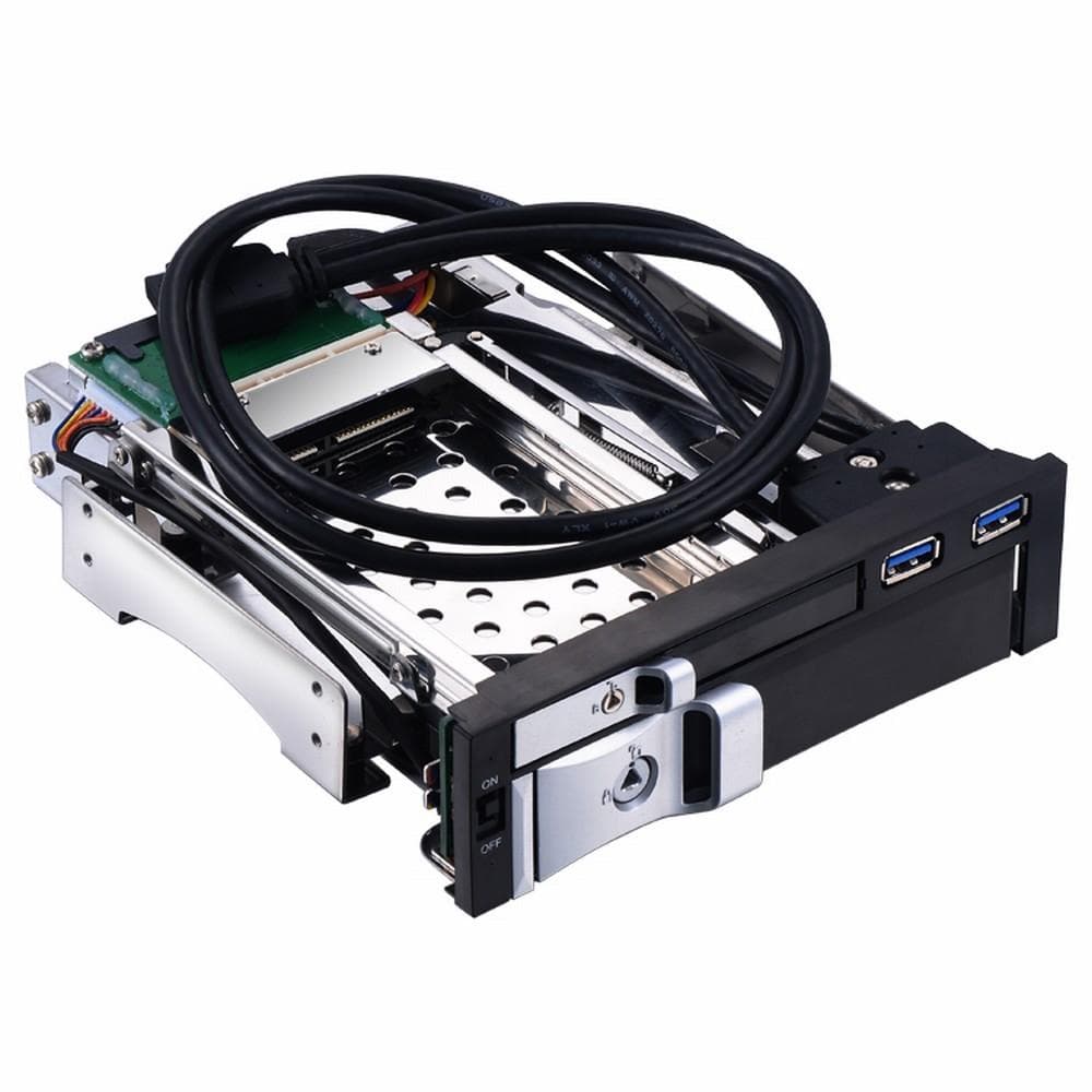 5.25 inch Internal Dual Slot Hard Disk Case 2.5+3.5 inch SATA HDD/SSD Enclosure Tool-free Design black