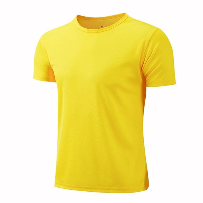 Summer Round Neck T-shirt Quick Dry Clothes Work Clothes Short-sleeved T-shirt L yellow