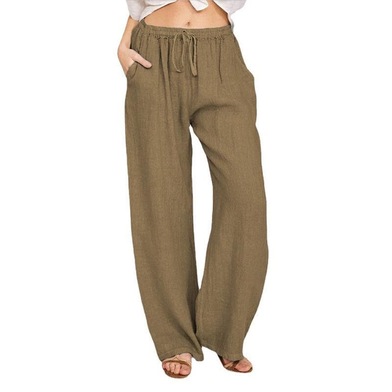 Summer Women's Pants Large Size Loose Casual Pants S brown