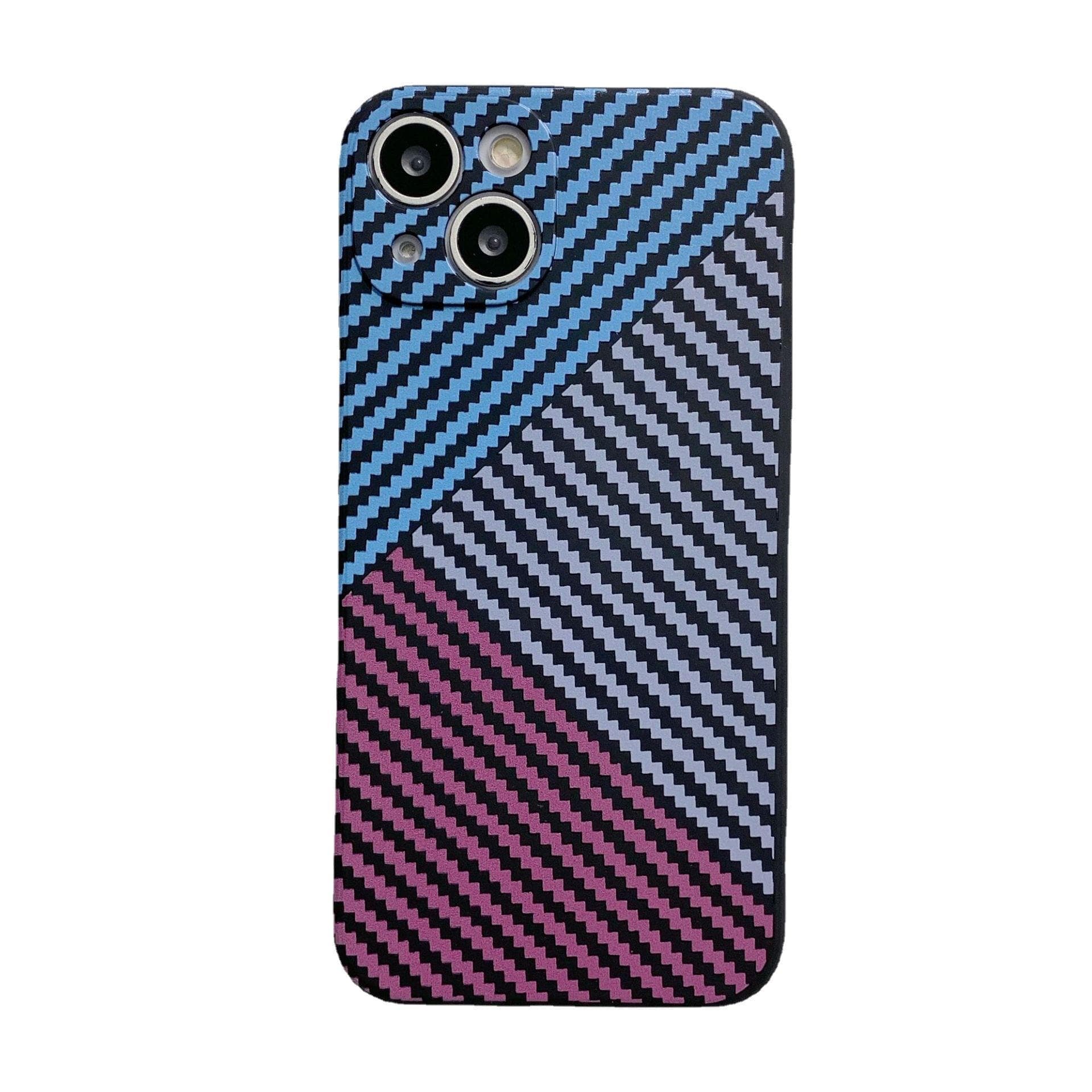 Carbon Fiber Is Suitable for Apple 15PRO Striped Contrasting Phone Case IPhone XR Full-inclusive Anti-fall TPU Protection Case 15PROMAX