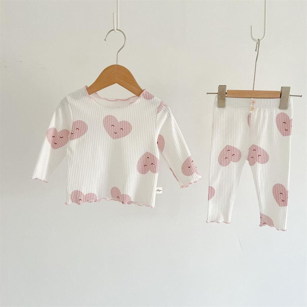 Polka Dot Korean-Style Two-Piece Pajama Set for Girls - Spring, Autumn & Winter Collection 100 cm