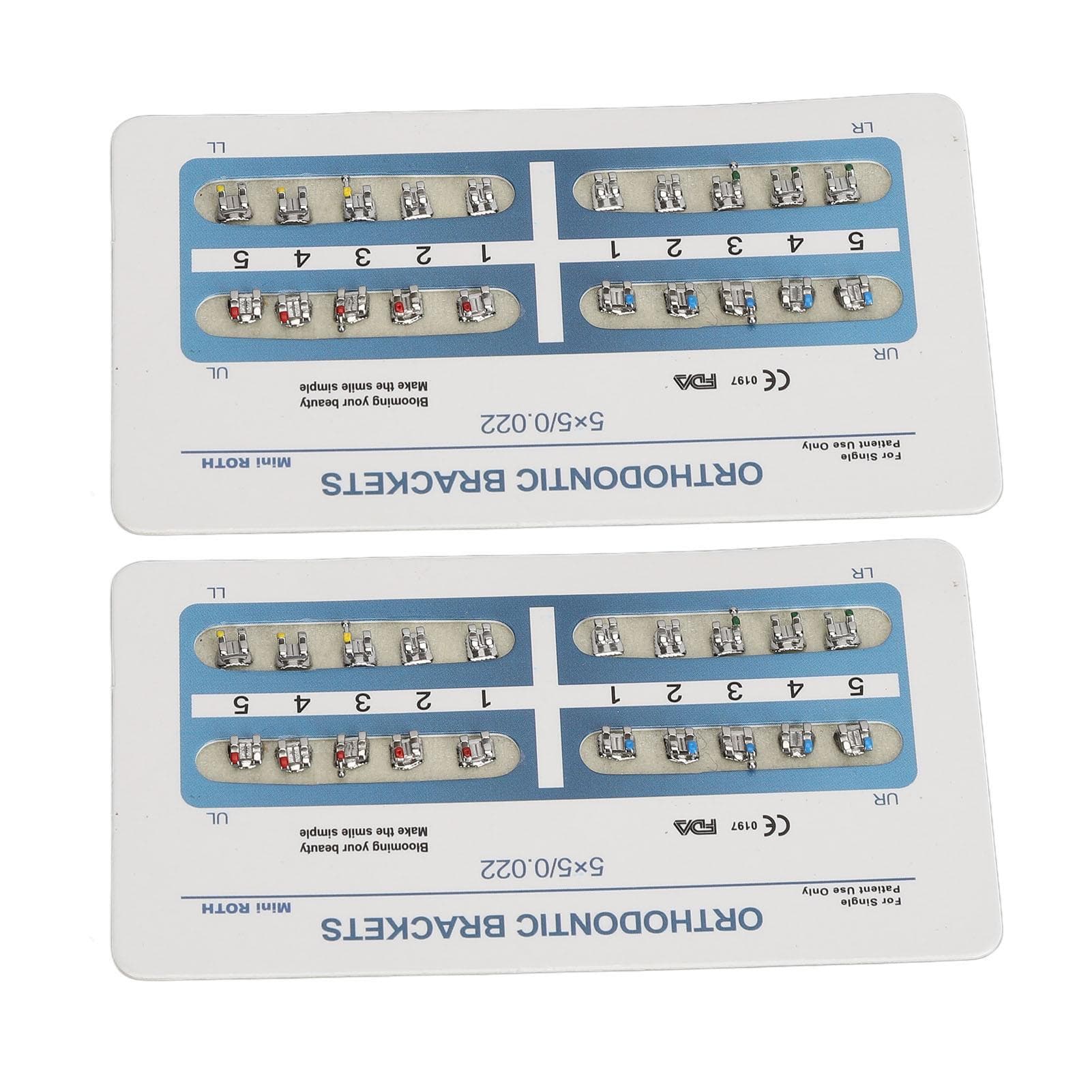 10 Sheets Teeth Brackets Mini Roth Bracket 0.022in 3 Hooks Metal Tooth Brace Holder Oral