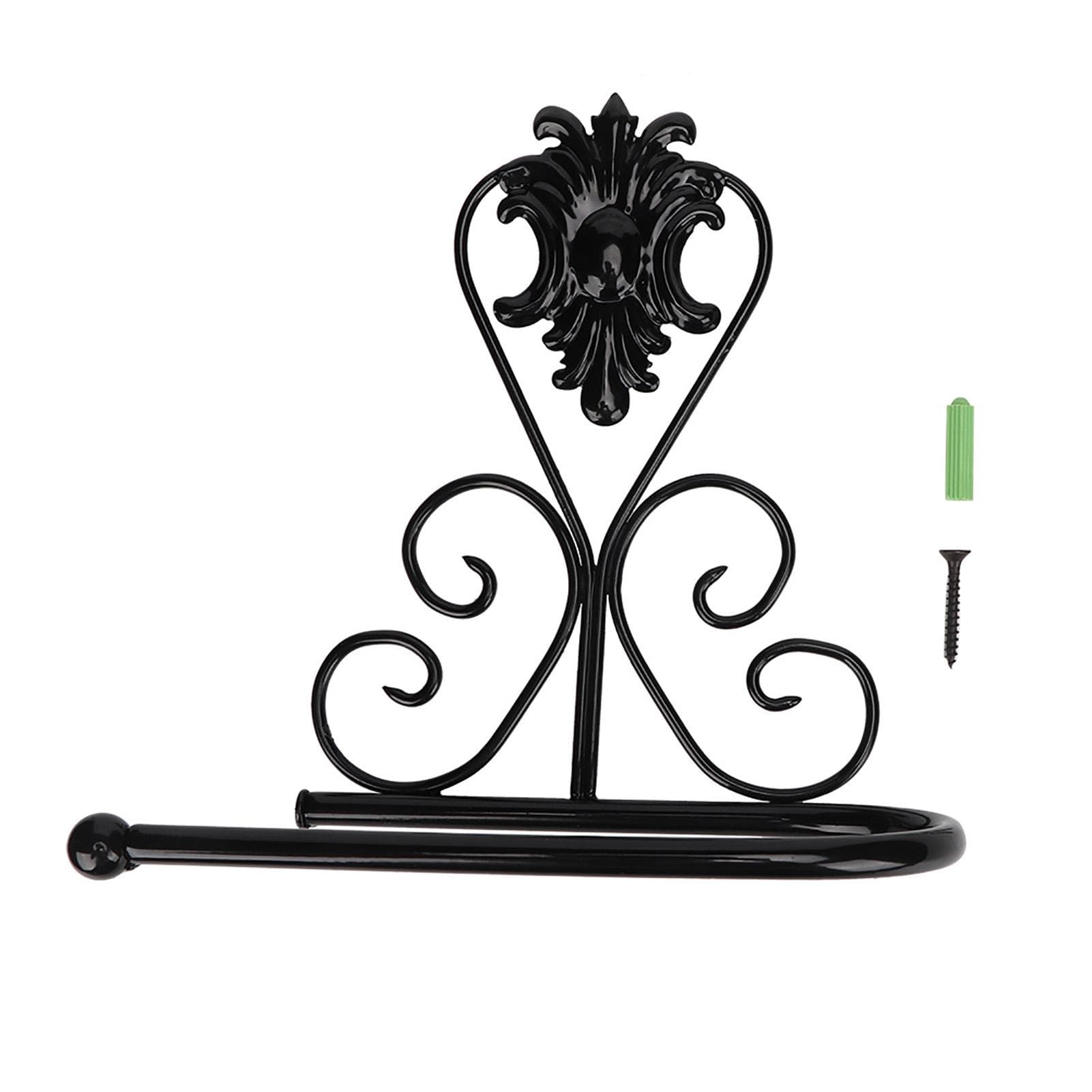 Paper Towel Holder Wall mounted Tissue Rack for Kitchen Bathroom (Black) Black