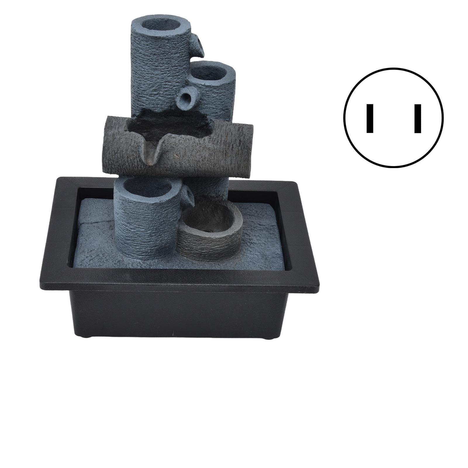 Indoor Water Fountain with LED Lights Tabletop Resin Stacked Rocks Waterfall Fountain for Home