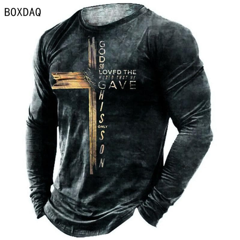 3D Heroic Templar T Shirt Men's Long Sleeve All-match Tops Fashion Street Hip Hop Cool Clothing Men Casual TShirts Oversized 6XL M