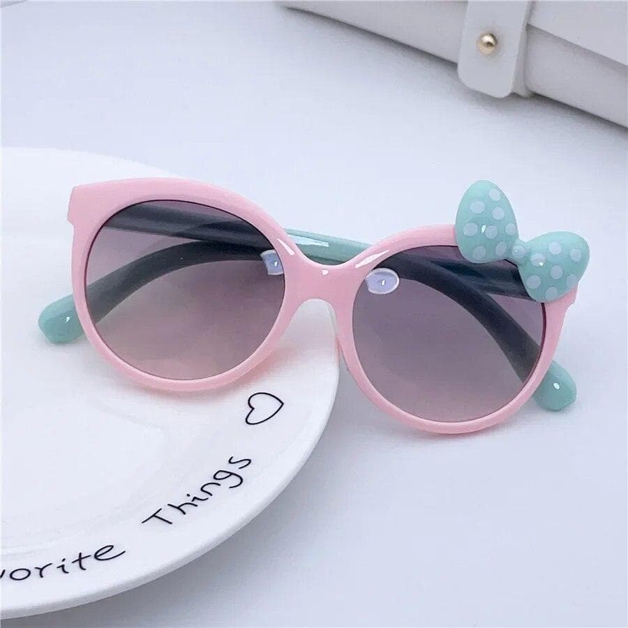 Sunglasses Girls Boys Shiny Bowknot Sun Glasses Lovely Cat Children Eyewear Fashion Gradient Eyeglasses UV400 pink