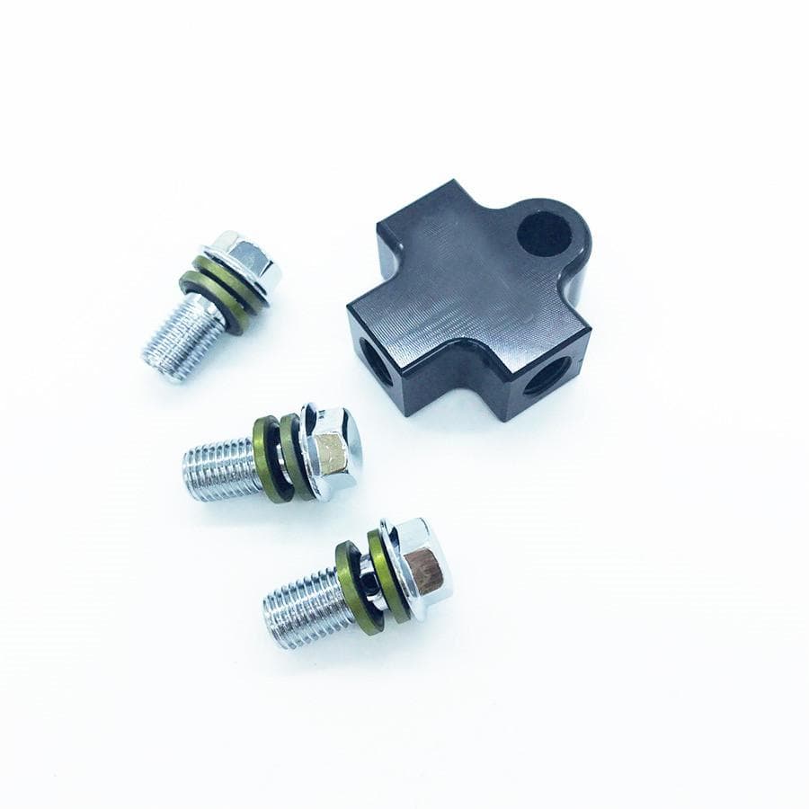 Motorcycle Hydraulic Brake Hose Line 3-Way Tee Connector Adapter Aluminum Alloy