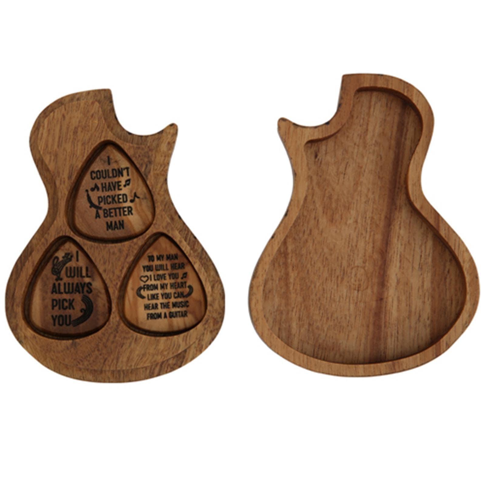 3 Pcs Guitar Pick Set with Acacia Box for Guitar Playing Fine Polished Pick with Natural Grain