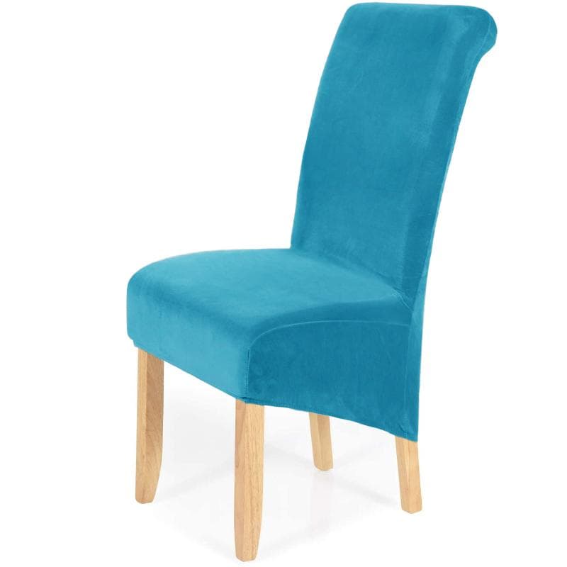 Stretch Velvet Dining Chair Covers Removable Washable Large Soft Dining Chair Slipcovers peacock blue