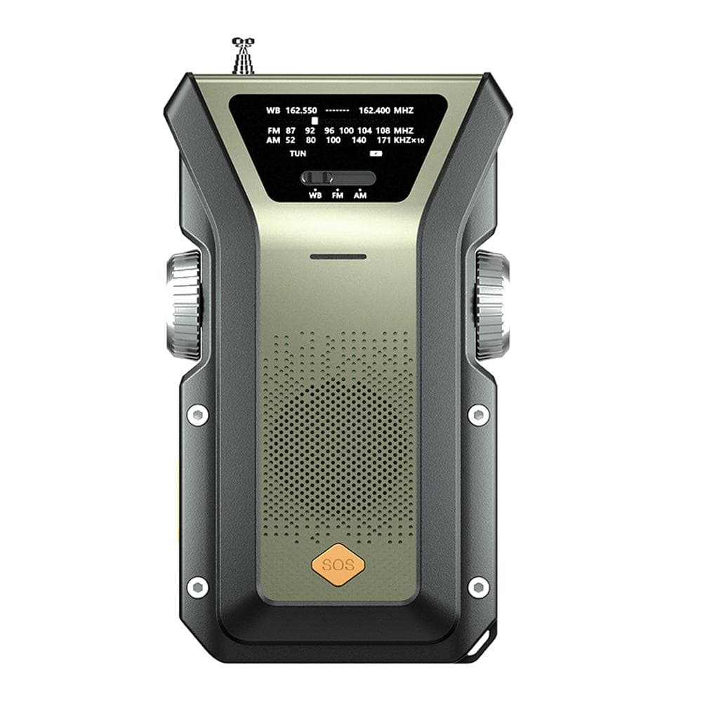 Solar Powered Radio Outdoor Multifunctional Hand Crank Recharging Radio Portable Camping Hiking army green