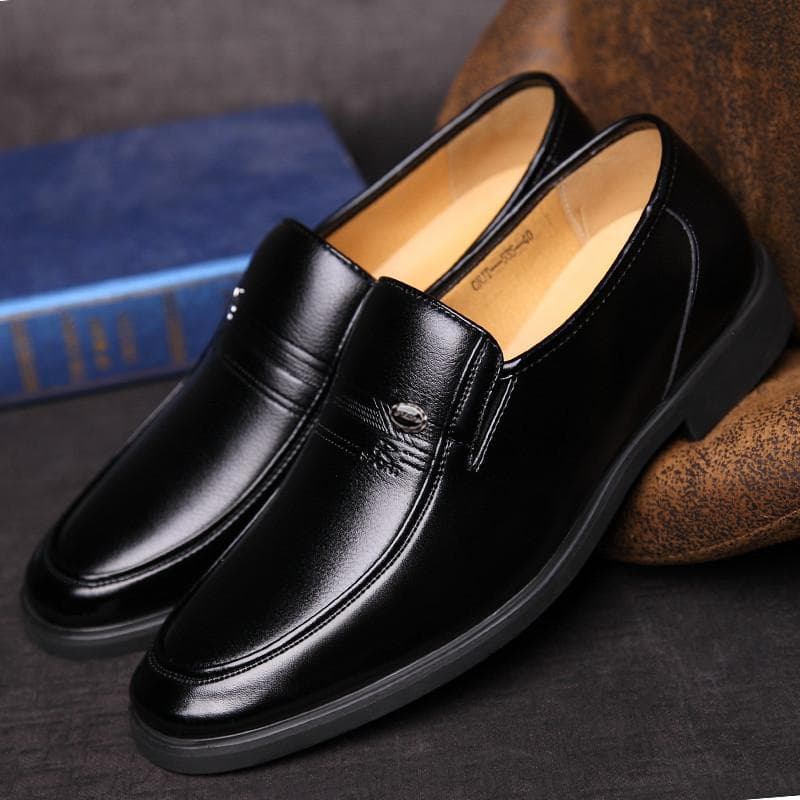 Leather Men Formal Shoes Luxury Men's Loafers Dress Moccasins Breathable Slip on Black Driving Shoes Plus Size 39 black