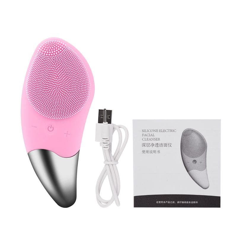 Electric Facial Cleansing Brush with USB Charger pink