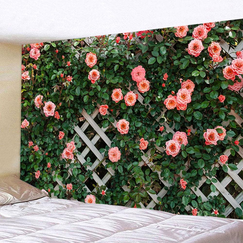 Flower wooden fence garden printing group tapestry home bedroom living room wall decoration background cloth tapestry 150x100cm