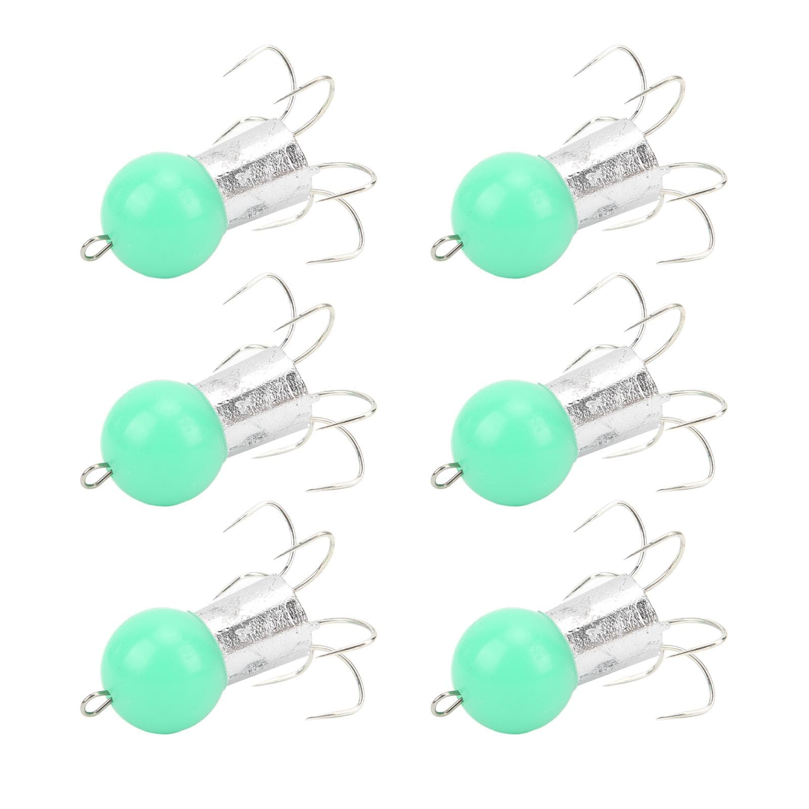 6pcs Squid Hook 6 Needle Stainless Steel Lifelike Squid False Bait Hook for Sea Fishing Emerald