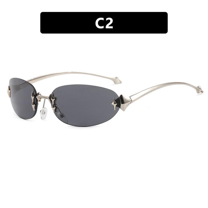 New Frameless Sunglasses for Women Retro Metal Decorative UV400 Luxury Fashion Sun Glasses