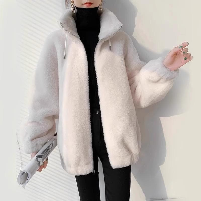 New Pellet Sheep Shear Coat for Women's Sweatshirt Lamb Fur Integrated Fur Coat XL