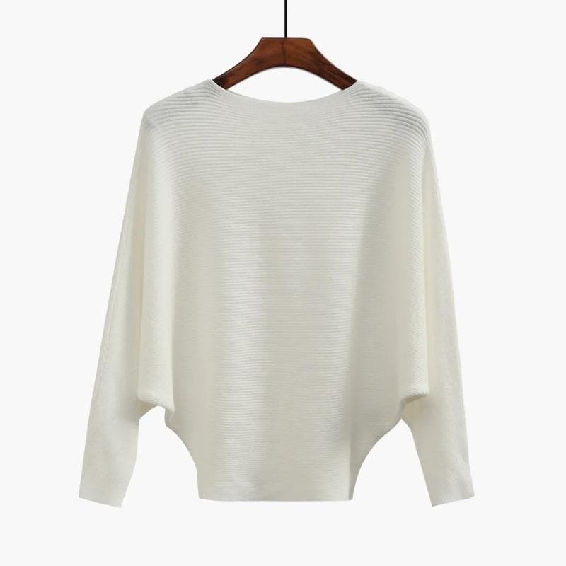 Autumn Batwing Long Sleeve Knitted Sweater Casual Slash Neck Solid Warm Pullover Fashion 18 Colors Loose Jumpers Tops 29626 One Size white
