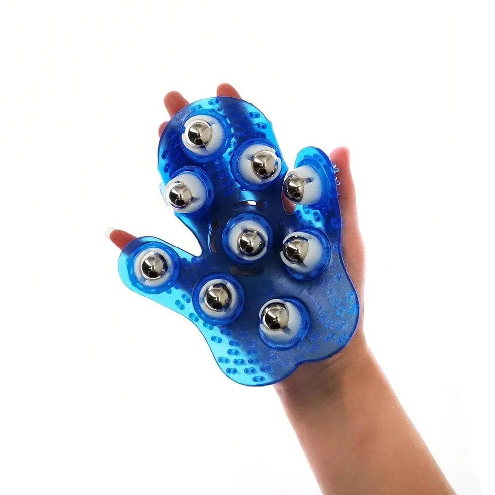 Roller Ball Body Massage Glove Muscle Pain Relief Relax Anti-Cellulite Massager For Hand Neck Back Shoulder Buttocks Health Care blue