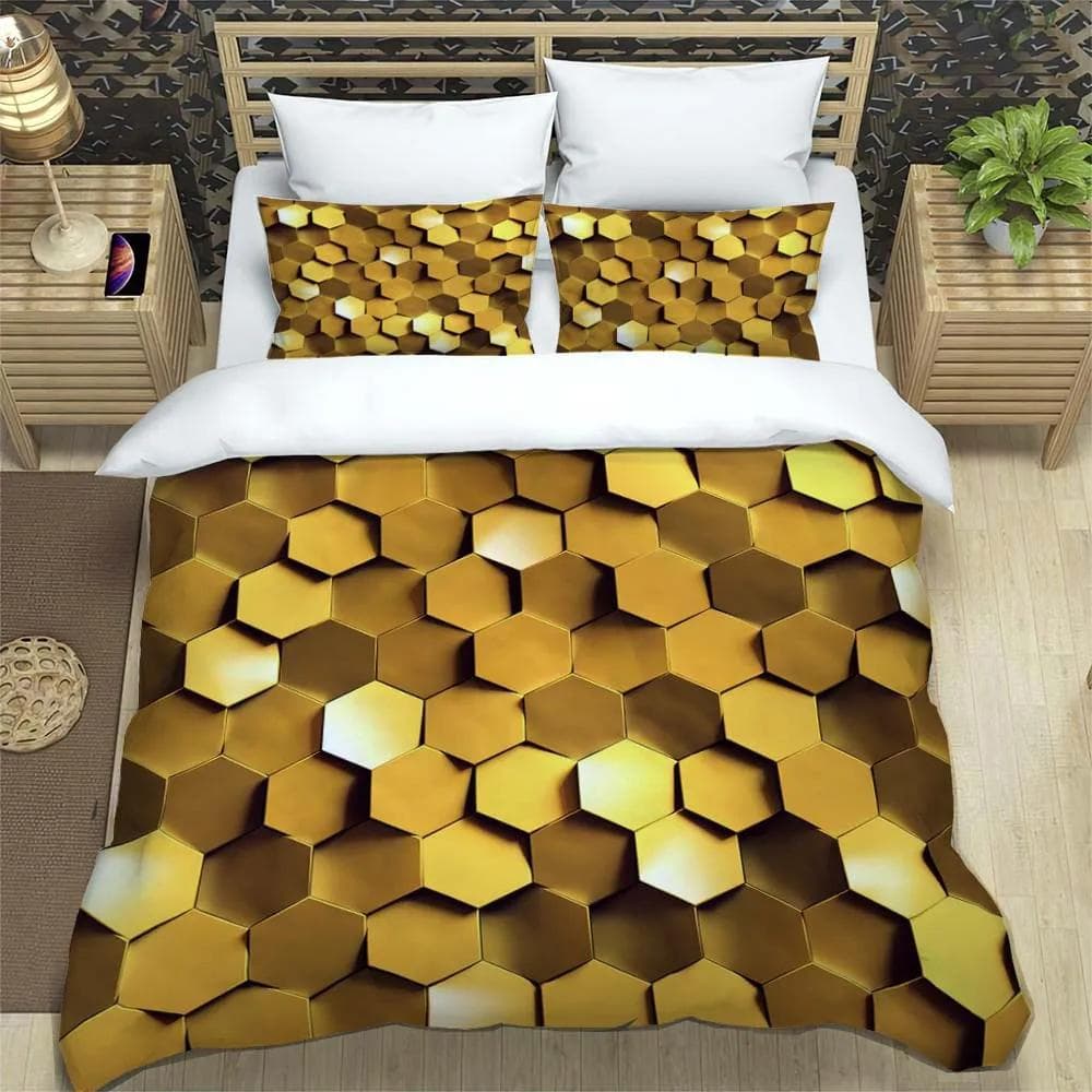3D abstract modern geometric minimalist printed bedding Queen bedding set Soft and comfortable Customized King size bedding set EU single(135x200cm)