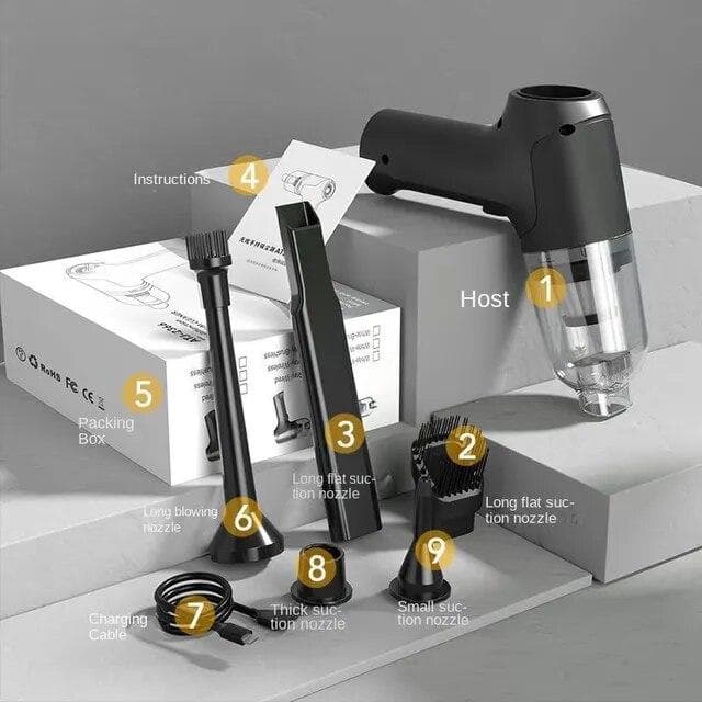 2024 15000pa Car Mounted Wireless Vacuum Cleaner Integrated Blowing Suction Functions High-power Household Handheld Portable Vacuums Cleaners black