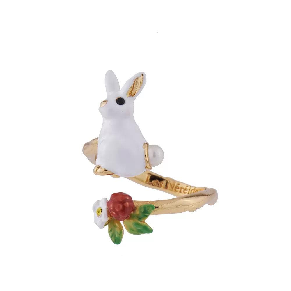 Foydjew Exquisite Cute Apple Cat Hydrangea Flower White Rabbit Raspberry Adjustable Opening Rings For Women Girl Birthday Gifts resizable