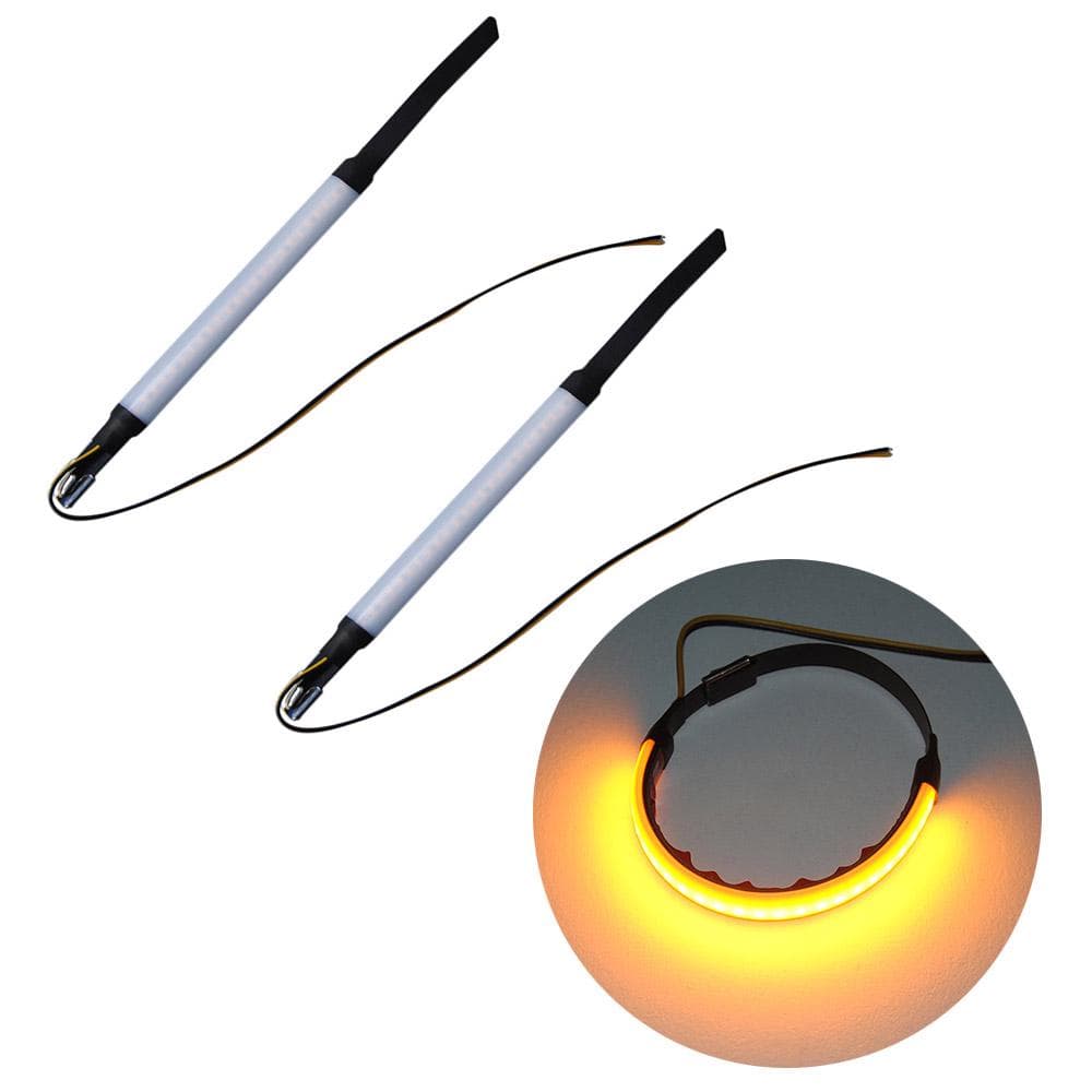 2Pcs Motorcycle Front Fork LED Strip Turn Signal Indicator Light Ring Steering Lamp
