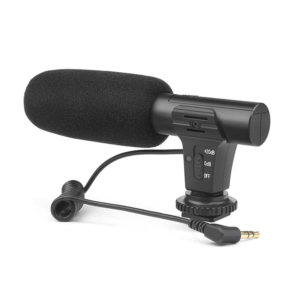 SHOOT XT-451 Portable Condenser Stereo Microphone Mic with 3.5mm Jack Hot Shoe Mount for Canon Sony black