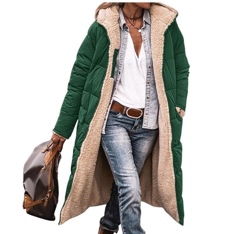 Hooded Cotton Clothes Long Sleeves Double-sided Wear Winter Warm Cardigan Jacket Cotton-padded Clothes 3XL
