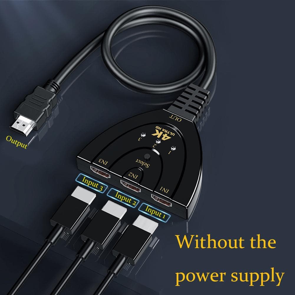 Mini 3 Port HD Multimedia Interface Splitter 4K HD Multimedia Interface Switcher HD Multimedia